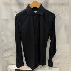John Henric black dress shirt, size small